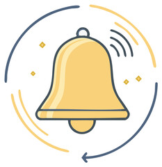 Stylized Ringing Notification Bell with Rotating Arrow in Circle