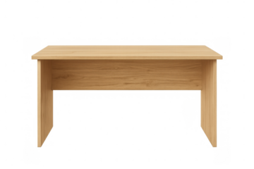 Empty light wooden desk with transparent background ready for product placement or workspace concept