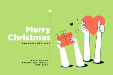 Fotobehang Berken Merry Christmas and Happy New Year banner. Vector illustration for website banner, social media banner, greeting card, marketing material.  © PureSolution