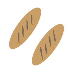 Two baguettes vector. Fresh bread illustration. Bakery food element. Golden brown loaf.