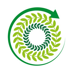 Green leaf circle. Environmental recycle symbol. Nature growth Vector emblem. Sustainable ecology concept