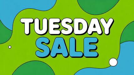Tuesday sale promotion banner with green and blue background, perfect for advertising and marketing campaigns to attract customers with special offers