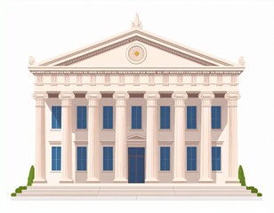 Fototapeta premium Elegant Bank Building Illustration with Pillars and Classical Design Elements