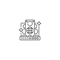 Dj mixing controller icon, nightclub Symbol Outline icon Transparent background Editable Stroke