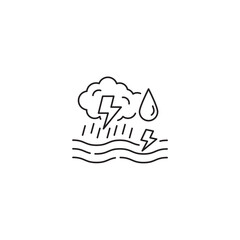 Acid Rain icon, pollution Symbol Outline icon Transparent background Editable Stroke