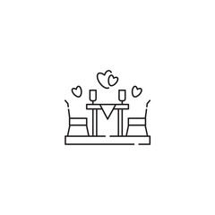 Dining icon, dating Symbol Outline icon Transparent background Editable Stroke