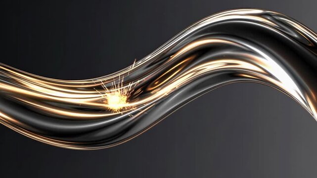 Captivating swirling black and gold patterns come to life as sparkling particles emerge, creating a mesmerizing visual effect that draws viewers in completely