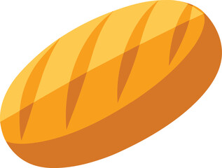 Italian bread loaf with diagonal scoring, fresh baked bread silhouette, isolated vector.