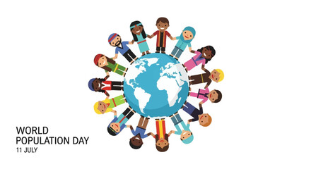 World Population Day A Diverse Group of People United Around the Globe, Celebrating Humanity