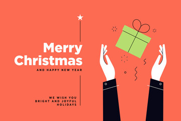 Christmas and New Year banner. Vector illustration for website banner, social media banner, greeting card, marketing material.
