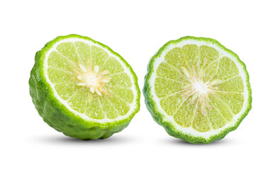 Fototapeta premium half of bergamot or kaffir on transparent png ( image from camera )