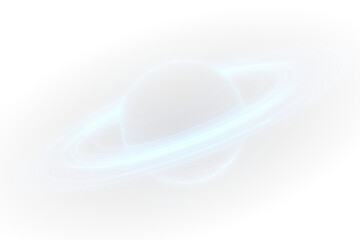 png Saturn illustration in space with orbiting planets and starry sky