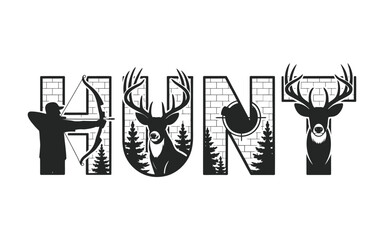 Deer hunting and archery word art