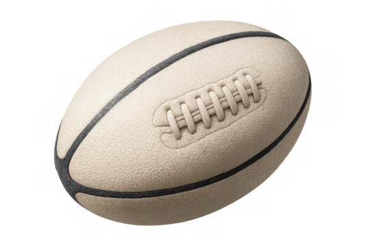 Vintage rugby ball with leather texture and lacing, representing sport, game, and athletic competition on transparent background - Powered by Adobe