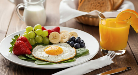Healthy breakfast with yogurt and fruits