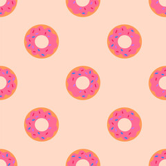 seamless pattern with sweet pink donuts 