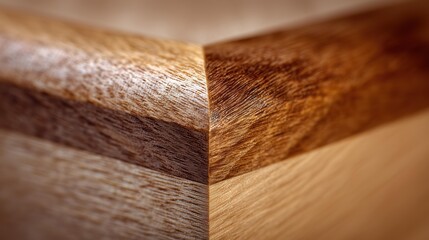 Photorealistic close-up of a Mitred Spline Joint showcasing fine hard wood craftsmanship