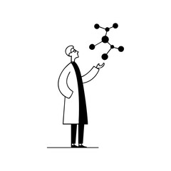 Scientist examining molecular structure, representing chemistry research, biotechnology, and modern scientific innovation.