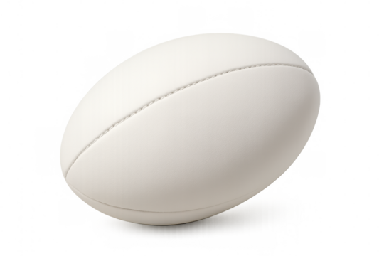 White rugby ball isolated on transparent background, symbolizing sport, competition, and team play