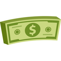 Stack Of Light Green Paper Money With A Dollar Sign On A Transparent Background