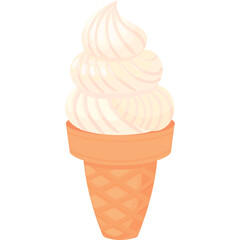 Soft Serve Ice Cream Cone Delight A Swirled Vanilla Treat in a Waffle Cone on a White Background