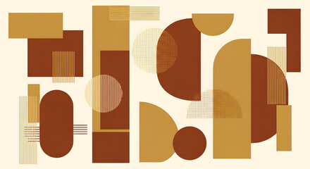 Abstract geometric shapes in warm tones with transparent layering, ideal for modern designs