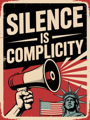 Vintage Protest Poster: Silence is Complicity
