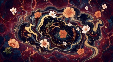 Elegant marble texture with floral accents for modern design projects