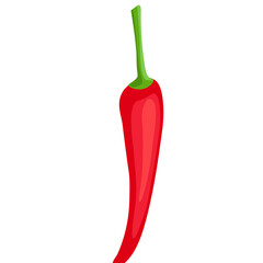 A Bright Red Chili Pepper With a Green Stem and Red Body on a Transparent Background