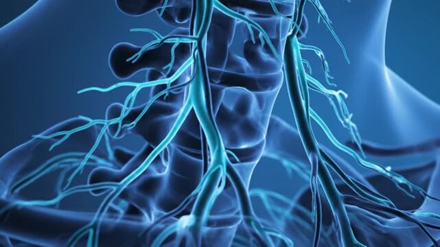 Detailed Medical Visualization of the Human Nervous System Anatomy.