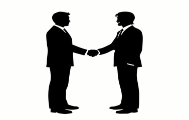 silhouette of businessmen shaking hands