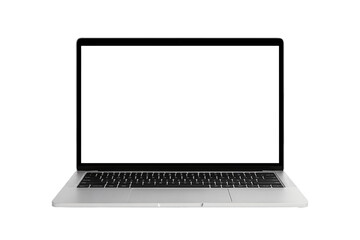 Isolated laptop mockup without background with blank screen. 