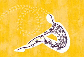 Nervous system represented by leaves and stems conceptual illustration