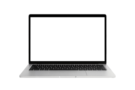 Isolated laptop mockup without background with blank screen. 
