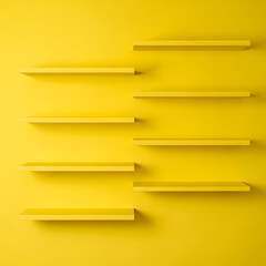 노란색 선반으로 채워진 노란색 배경.