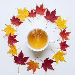 단풍잎과 어울리는 따듯한 차.