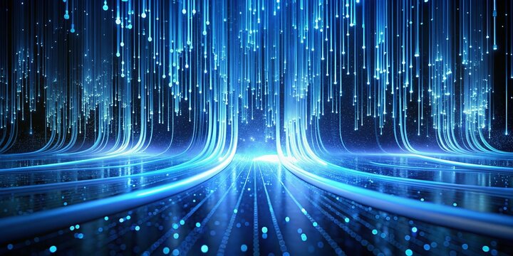 Futuristic Blue Data Stream: Cybersecurity & Technology Stock Photo