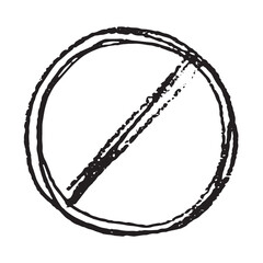 Hand drawn prohibition sign No entry symbol Black circle with cross line clipart in doodle style Ban Restriction Forbidden stop Single element for print, web, design