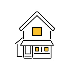 黄色アクセント細い線の家アイコン04