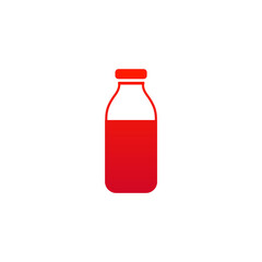 Minimalist Red Milk Bottle Icon – Dairy, Beverage, Packaging, Nutrition, Farm, Fresh