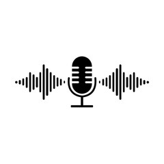 Black Microphone Icon – Minimalist Audio Symbol for UI, Podcast, Voice App, Recording & Media Design