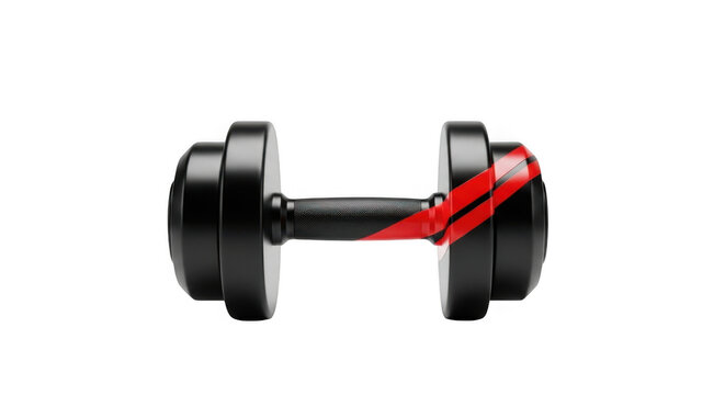 Black dumbbell with red accent isolated on transparent background