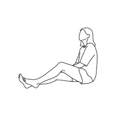 Elegant minimalist line art of a woman sitting casually, conveying relaxation and modern simplicity, perfect for lifestyle and design projects