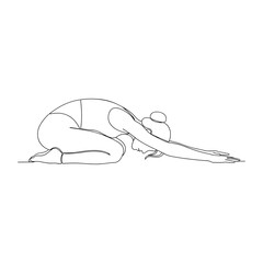 Elegant line art captures serene yoga pose, promoting mindfulness and inner peace in minimalist design, ideal for wellness brands and serene projects.