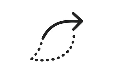 Hand-drawn refresh arrow icon drawing a curved, dashed loop indicating return, restart, or update process on transparent background