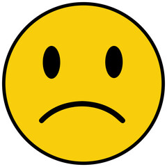 Sad Yellow Emoji Face Icon — Expression of Sorrow, Unhappiness, and Emotional Mood Symbol
