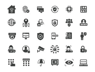 Set of Security Icons. Solid icon series