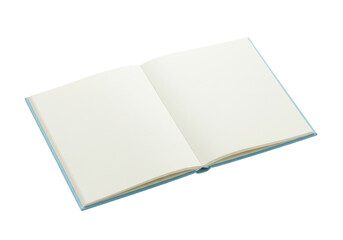 Isolated open book with blank pages. A simple journal, sketchbook for artists and writers.