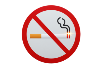 No smoking sign PNG isolated on transparent background, prohibition symbol for health and safety regulations, smoke-free area