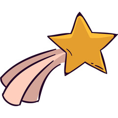 A Golden Star Trails Across A White Background With Pink Streaks Symbolizing Wishes And Dreams In A Hand Drawn Style
